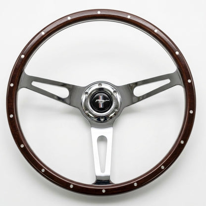 15" Classic Wood Steering Wheel For Ford Mustang - Punk Wheels