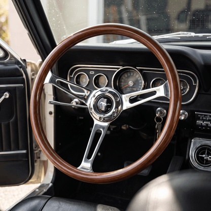 15" Classic Wood Steering Wheel For Ford Mustang - Punk Wheels
