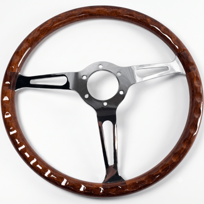 15" Classic Wood Steering Wheel For Ford Mustang - Punk Wheels