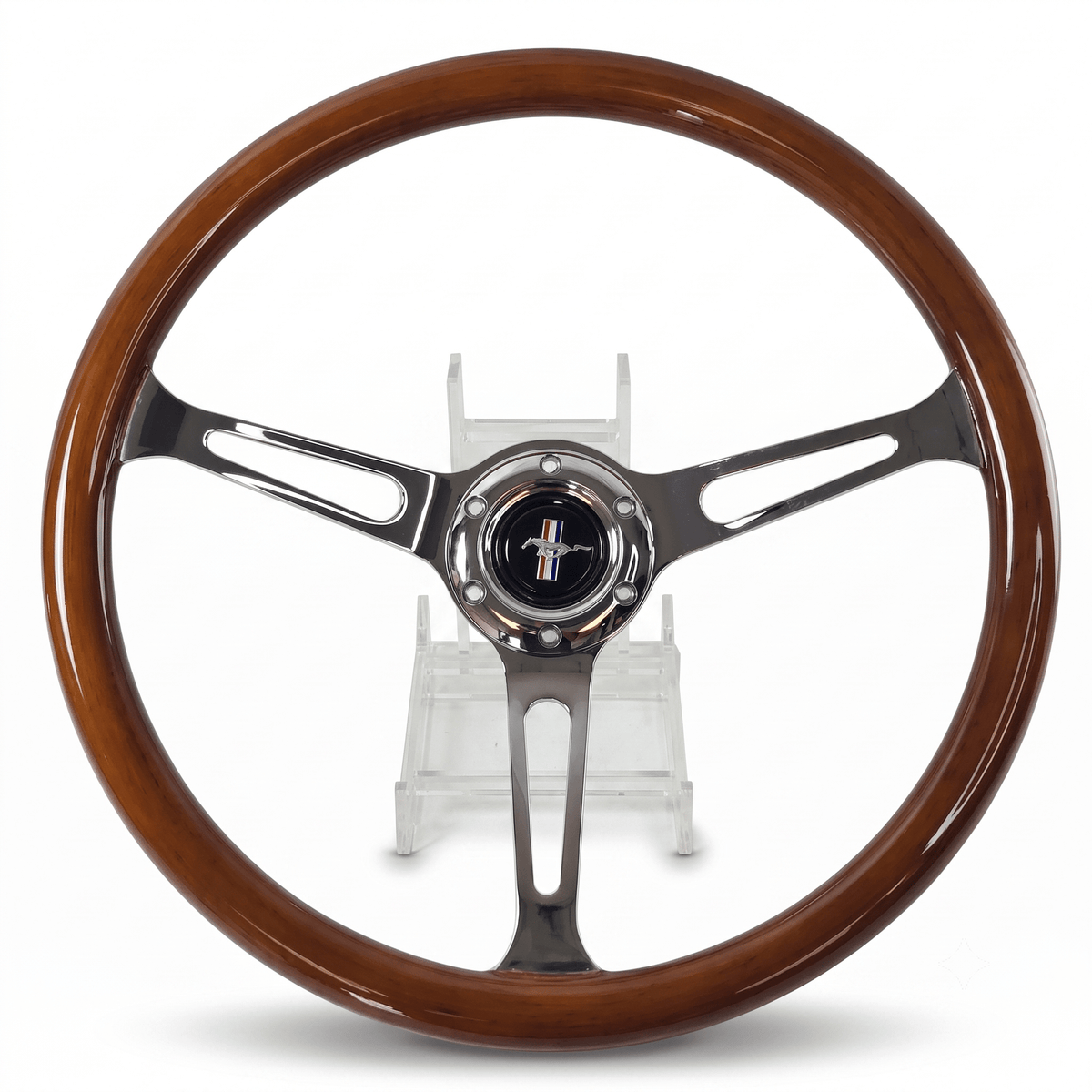 15" Classic Wood Steering Wheel For Ford Mustang - Punk Wheels