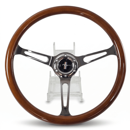 15" Classic Wood Steering Wheel For Ford Mustang - Punk Wheels
