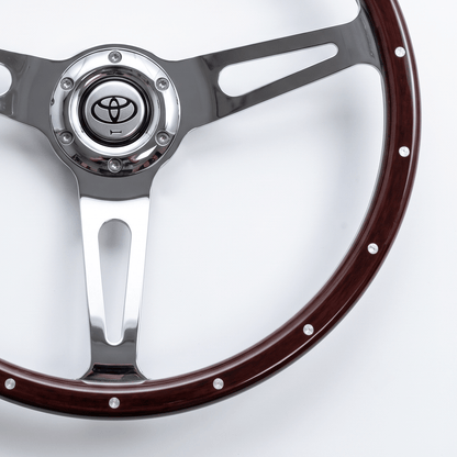 15" Classic Wood Steering Wheel For Toyota - Punk Wheels
