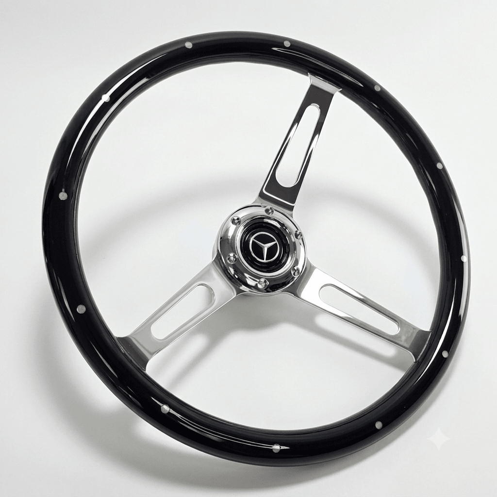 15" Real Wood Black Steering Wheel For Mercedes-Benz - Punk Wheels
