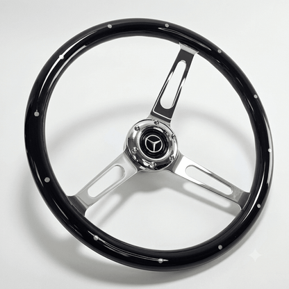 15" Real Wood Black Steering Wheel For Mercedes-Benz - Punk Wheels