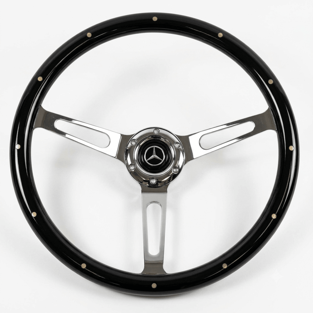 15" Real Wood Black Steering Wheel For Mercedes-Benz - Punk Wheels