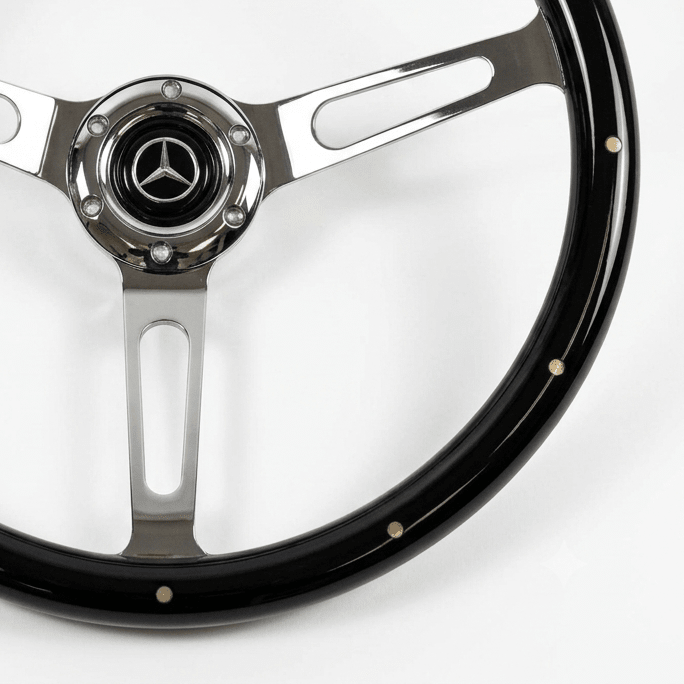 15" Real Wood Black Steering Wheel For Mercedes-Benz - Punk Wheels