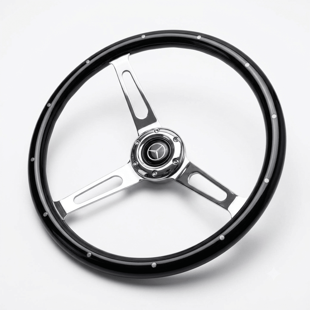 15" Real Wood Black Steering Wheel For Mercedes-Benz - Punk Wheels