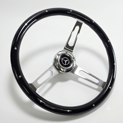 15" Real Wood Black Steering Wheel For Mercedes-Benz