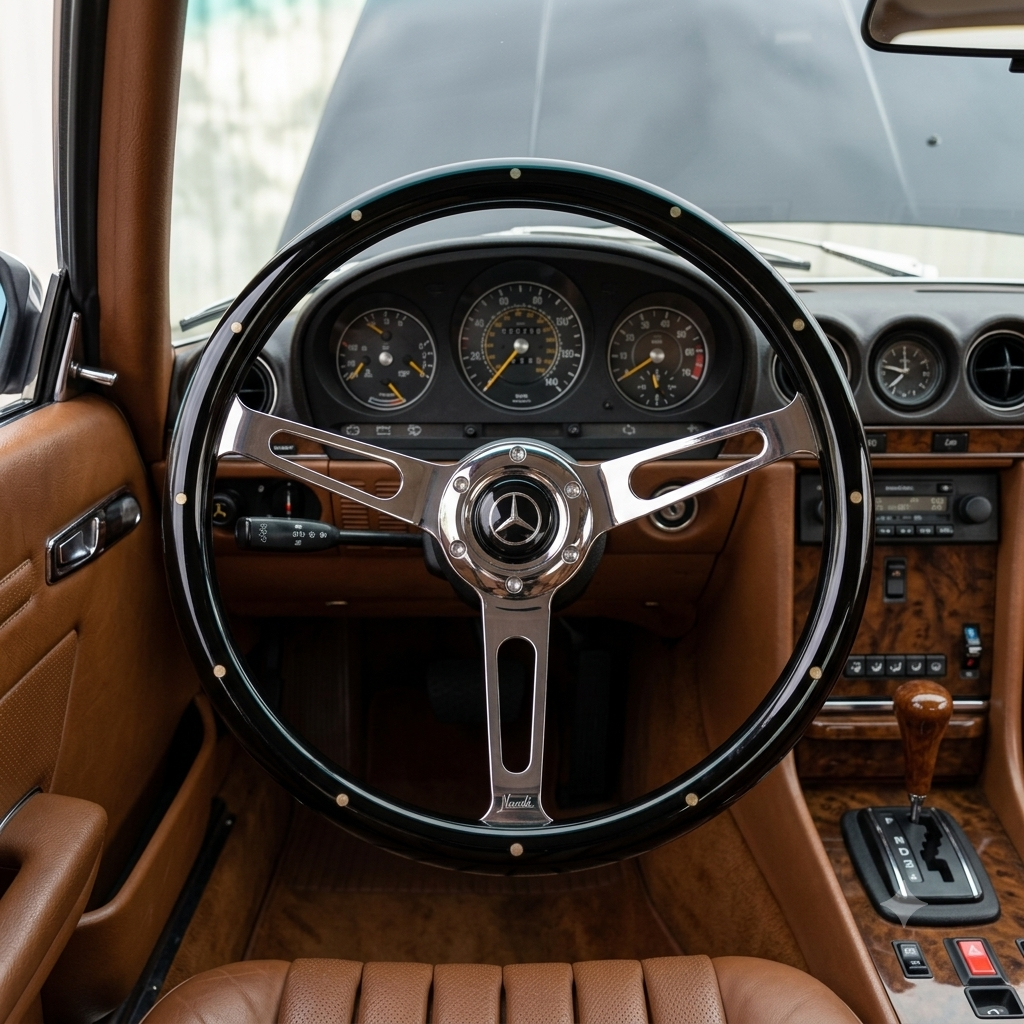 15" Real Wood Black Steering Wheel For Mercedes-Benz
