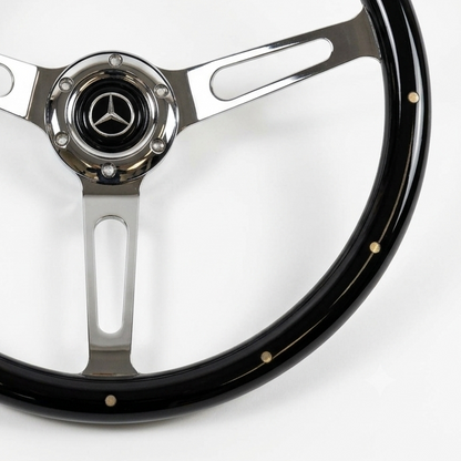 15" Real Wood Black Steering Wheel For Mercedes-Benz