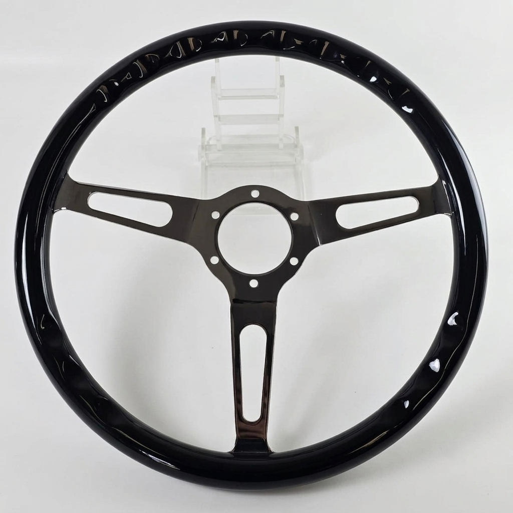 15" Real Wood Black Steering Wheel For Mercedes-Benz