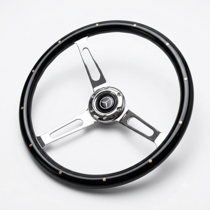 15" Real Wood Black Steering Wheel For Mercedes-Benz