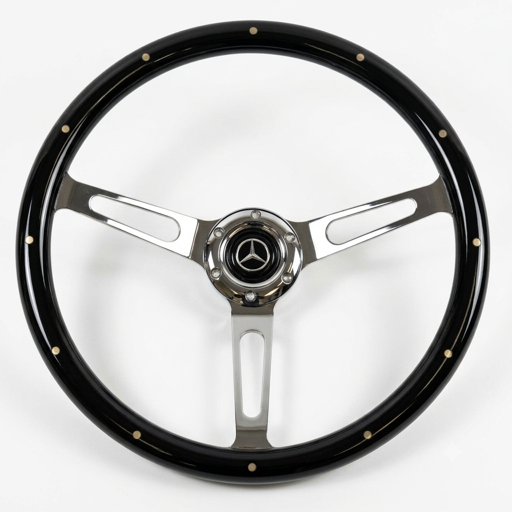 15" Real Wood Black Steering Wheel For Mercedes-Benz