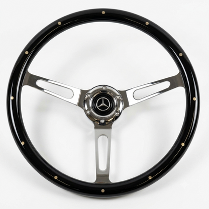 15" Real Wood Black Steering Wheel For Mercedes-Benz