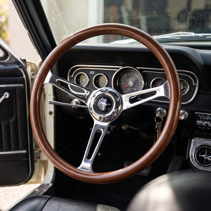 15" Classic Wood Steering Wheel For Ford Mustang