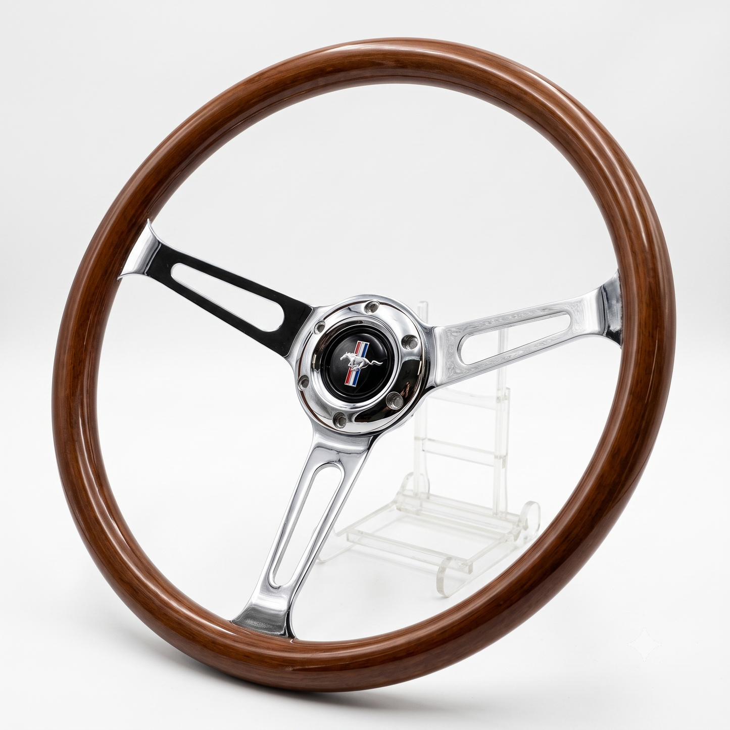 15" Classic Wood Steering Wheel For Ford Mustang