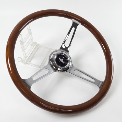 15" Classic Wood Steering Wheel For Ford Mustang