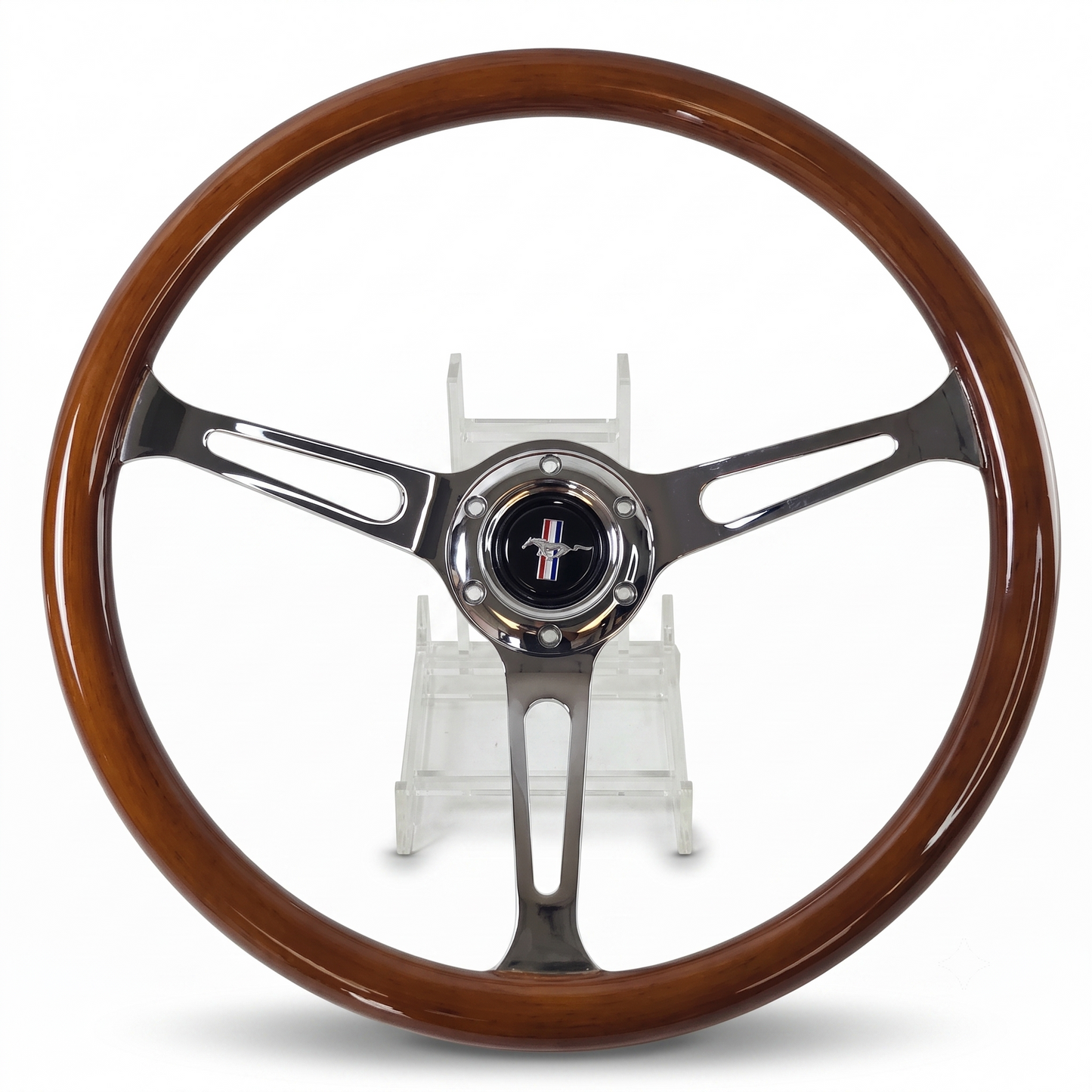 15" Classic Wood Steering Wheel For Ford Mustang
