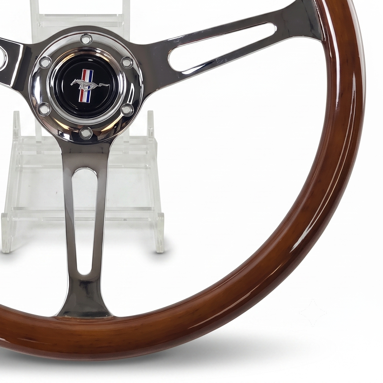 15" Classic Wood Steering Wheel For Ford Mustang