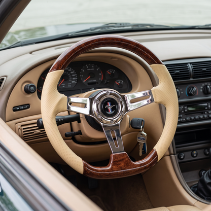 14" Leather-ABS Wood Steering Wheel for Ford Mustang