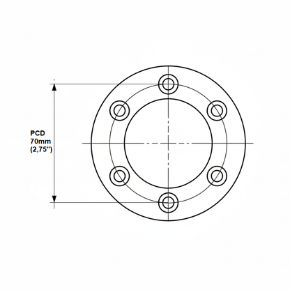 70mm PCD metal adapter plate for Punk Wheels leather Ford steering wheel fitment front view