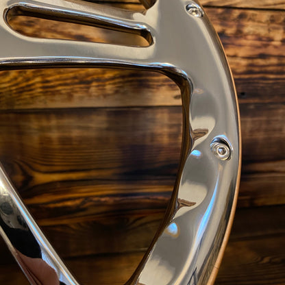 14 inch real wood steering wheel Mercedes-Benz by Punk Wheels with polished metal and wood finish