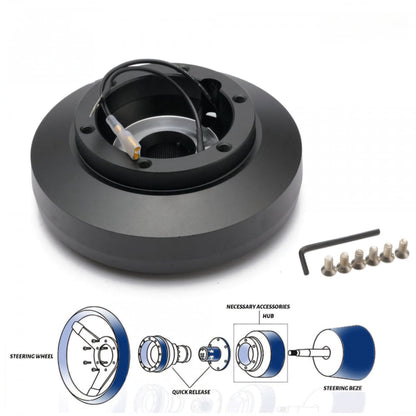 Punk Wheels black metal mercedes-benz hub adapter steering wheel hub adapter with wiring and screws top view