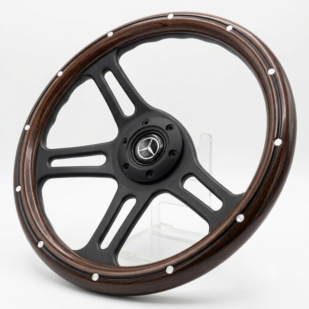 14" Wood Steering Wheel With Rivets For Mercedes-Benz