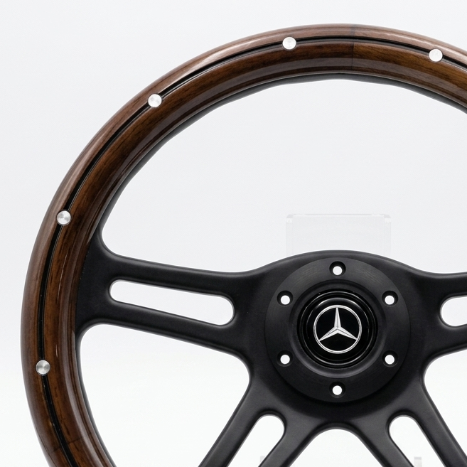14" Wood Steering Wheel With Rivets For Mercedes-Benz