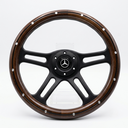 14" Wood Steering Wheel With Rivets For Mercedes-Benz