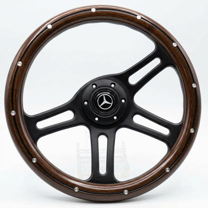 14" Wood Steering Wheel With Rivets For Mercedes-Benz